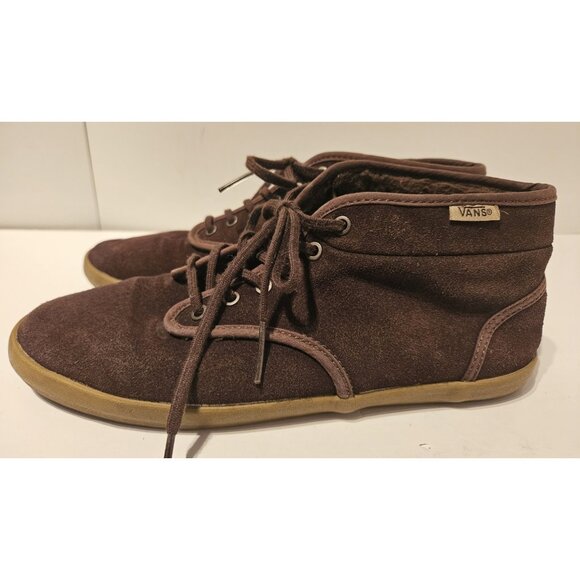 VANS OFF THE WALL Womens Brown Suede Leather Mid Top Boots 8M Lace Up Shoes - Picture 4 of 13
